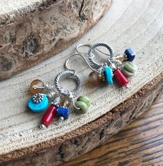 Gemstone Dangle Earrings Dangle Earrings Charm Cluster | Etsy Bohemian Earrings With Dangling Charms, Bohemian Sterling Silver Earrings With Dangling Charms, Multicolor Nickel-free Southwestern Earrings, Southwestern Dangle Earrings With Natural Stones, Bohemian Sterling Silver Jewelry With Dangling Charms, Multicolor Southwestern Nickel-free Earrings, Bohemian Turquoise Jewelry With Dangling Charms, Bohemian Multicolor Natural Stones Earrings, Multicolor Dangling Beads Sterling Silver Earrings