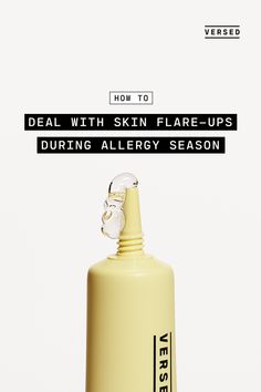 a yellow bottle with the words how to deal with skin flare - ups during allergy season