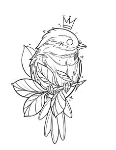 a bird with a crown on its head sitting on top of a leafy branch