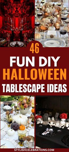 46 Fun DIY Halloween Tablescape Ideas Halloween Tablescape Elegant, Centerpiece For Round Dining Table, Halloween Tablescape Ideas, Elegant Halloween Party, Enchanting Table, Elegant Pumpkins, Classy Halloween Decor, Classy Halloween