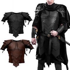 Men Medieval Viking Cosplay Costume Gothic Shoulder Chest Armor Knight Warrior PU Leather Harness Knight Warrior, Chest Armor, Play Horse, Medieval Cosplay, Viking Men, Larp Costume, Samurai Armor, Brown Fits