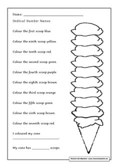 an ice cream cone worksheet for kids to learn how to write and color