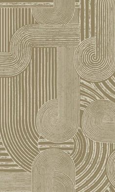 an abstract beige and white wallpaper with wavy lines on the side, as well as circles