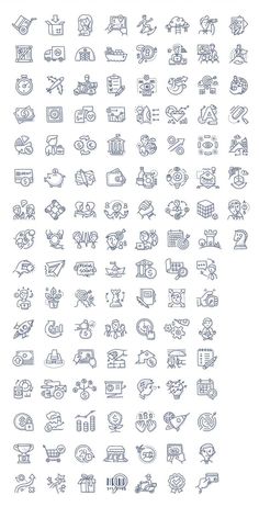 a bunch of different types of cars and trucks in blue ink on a white background