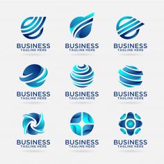 blue business logo templates with rounded shapes