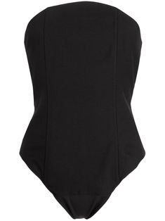 black panelled bodice sleeveless strapless rear zip fastening slim cut Strapless Bodysuit, Bodysuit Black, Black Panels, Night Looks, Black Bodysuit, Effortless Style, Bodice, Fashion Branding, Perfect Fit