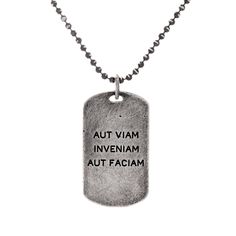 Sterling Silver Dog Tag Necklace - "Aut viam inveniam aut faciam" Engraved. Design Your Own Custom Made Jewelry Symbolic Medallion Pendant Necklace, Minimalist Personalized Necklace For Everyday Use, Everyday Spiritual Rectangular Pendant Jewelry, Silver Necklace For Everyday Use, Minimalist Silver Dog Tag Charm Necklace, Minimalist Dog Tag Necklace For Everyday, Personalized Sterling Silver Necklace For Everyday, Meaningful Everyday Pendant Necklace, Inspirational Pendant Charm Necklaces For Everyday