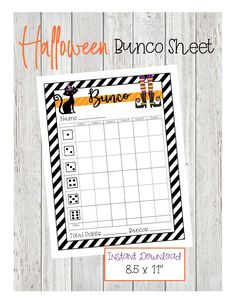 a printable halloween bunco sheet is shown