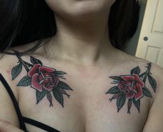 a woman's chest with flowers on it