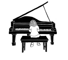 Girl Playing Piano Drawing, Draw Piano, Playing Piano Illustration, Piano Drawings, Playing Piano Drawing, Pianist Drawing, Piano Drawing, Playing The Piano