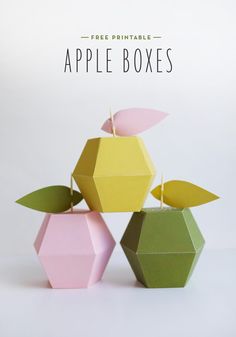 three paper apple boxes sitting on top of each other with the text free printable