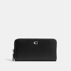 Crafted of refined leather detailed with our Signature hardware this expandable design unzips to reveal a spacious interior. It holds an iPhone X and features 12 card slots two full-length bill compartments and a coin purse to keep essentials organized. | Coach Essential Accordion Zip Wallet - Women's - Silver/black I Phone X, Large Wallet, Signature Hardware, I Phone, Zip Wallet, Wallets For Women, Card Slots, Slots, Coin Purse