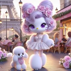 French Poodle Kitties 🐩🤍🇫🇷🥖✨💋 . Follow @kawaiikittydreams for more kawaii kitty content 🤭 Don’t forget to share with your kitty… | Instagram Cats With Hello Kitty, Kawaii Kitty Wallpaper, Pink Cute Hello Kitty, Hello Kitty Puroland, Hello Kitty Doing Makeup, Japanese Hello Kitty, Lilo And Stitch Characters, Money Wallpaper Iphone, Hello Kitty Photos