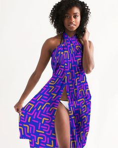 Discover the perfect beach companion with our handmade Sheer Purple Maze Beach Cover Up! Crafted with lightweight and flowy fabric, this sarong offers a breezy and elegant addition to your beachwear collection. The versatile self-tie closure allows you to customize the fit and style, making it suitable for various body types. With its colorful maze design, this bikini coverup exudes a tropical charm that will turn heads wherever you go. Whether you're lounging by the pool or strolling along the Pink Sarong, Labyrinth Design, Rainbow Leopard Print, Sheer Swimsuit, Purple Leopard Print, Sarong Wrap, Wrap Gift, Beachwear Collection, Purple Leopard