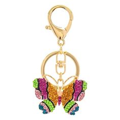 a key chain with a colorful butterfly on it