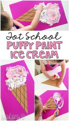 Puffy Paint Ice Cream, Ice Cream Cone Craft, Summer Preschool Themes, Summer Preschool Activities, Summer Preschool, Ice Cream Day, Cream Art