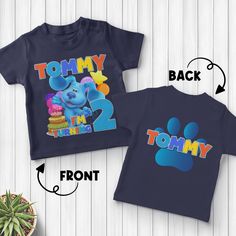 Personalized Blues Clues Birthday Shirt, Blue Dog Family Matching Shirt, Cute Dog Characters Birthday Girl Shirt, Family Party Shirt NEVH11 👏CONGRATULATIONS You have found an online shop with reasonable prices, amazing quality, and fast shipping  We offer shirts for VACATIONS, HOLIDAYS, EVENTS, FAMILY REUNIONS, BIRTHDAYS, MOTHER'S DAY, FATHER'S DAY, GRADUATIONS, FUNNY T-SHIRTS as well as CUSTOM T-SHIRTS.  💖Description💖  --About this T-shirt--  👉Our Adult Unisex T-Shirt brand is BELLA CANVAS Available in size: XS, S, M, L, XL, 2XL, 3XL, 4XL, 5XL - 100% Airlume combed and ringspun cotton (fiber content may vary for different colors) - Light fabric (4.2 oz/yd² (142 g/m - Retail fit - Tear away the label - Runs true to size  👉Our Youth Unisex T-Shirt brand is Gildan-Kids Heavy Cotton Tee Blues Clues Birthday Shirt, Blues Clues Birthday, Dog Characters, Dog Family, Blues Clues, Family Reunions, Birthday Girl Shirt, Family Party, Blue Dog