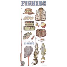 an image of fishing stickers on a white background