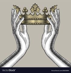 two hands holding a golden crown above their head