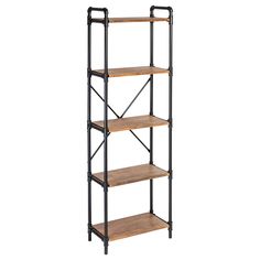 an industrial style shelving unit with four shelves