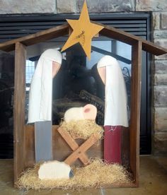 the nativity scene is made out of wood