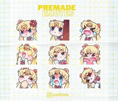 the sticker sheet shows how to make them look like anime characters