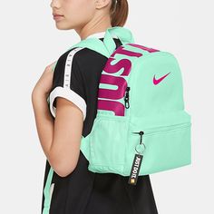 Nike Unisex Y NK BRSLA JDI MINI BKPK Backpack Green BA5559-379 Nike Green Bags For Outdoor Activities, Sporty Green School Bag, Green Standard Backpack For Sports, Sporty Green Backpack For School, Sporty Green Backpack With Adjustable Strap, Sporty Green Backpack For Back To School, Nike Pink Backpack For School, Pink Nike Backpack For School, Nike Green Functional Bags