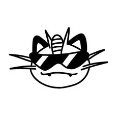 a black and white drawing of a cat wearing sunglasses