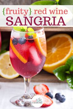 fruity red wine sangria with oranges and blueberries