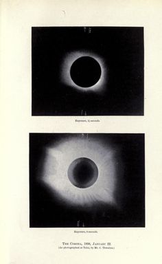 two pictures of the same object in black and white, with one image showing an eclipse