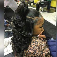 Weave Ponytail Hairstyles, Sew In Hairstyles, Black Ponytail Hairstyles, Hair Ponytail Styles, Hair Laid, Ponytail Styles, Sew In, Love Hair, Half Up Half Down