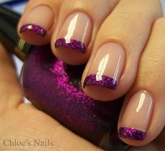 Purple Sparkles :) nails - hey!!!! This is what MY nails look like right now! Except mine are wayyy longer! Lol Chloe Nails, Purple Tips, Unghie Nail Art, Nail Art Glitter, Nagel Tips, Purple Nail, Hacks Videos