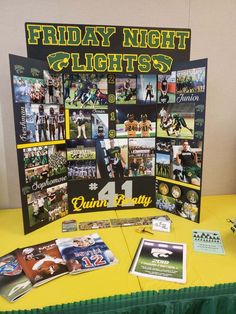 a table topped with pictures and flyers for friday night lights