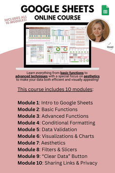 the google sheets online course is available for students to learn how to use their computer