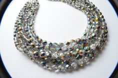 The Rebecca -- I want to build a whole New Year's Eve outfit around this necklace. Bridal Statement Necklace, Silver Jewelry Box, Crystal Statement Necklace, Eve Outfit, Greensboro Nc, Multi Strand Necklace, Czech Beads, Matching Bracelets, Bridal Necklace