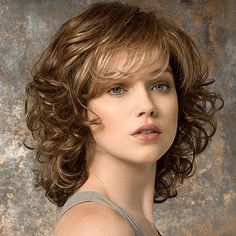 Category:Synthetic Wig; Gender:Women's; Wig Type:Natural Wigs; Occasion:Party  Evening,Daily,Party,Evening Party,Party / Evening,Party Evening; Age Group:Adults; Wig Fiber:Synthetic Fiber; Color Shade:Brown; Hair Material:Synthetic Hair; Cap Construction:Machine Made; Texture:Curly; Length:Medium Length; Features:Fluffy,Exquisite,Fashionable Design; Net Weight:0.14; Heat Resistant:Yes; Listing Date:10/23/2020; Hairstyle:With Bangs,Asymmetrical; Can Be Permed:No Medium Haircuts, Blonde Hair Extensions, Medium Curly, Medium Curly Hair Styles, Frontal Hairstyles, Short Hair Wigs, Curly Bob Hairstyles, Curly Hair With Bangs, Penteado Cabelo Curto