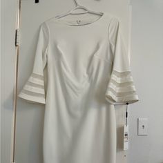 Never Worn Still Has Tags Elegant White Calvin Klein Midi Dress, Calvin Klein White Midi Dress For Formal Occasions, Elegant White Calvin Klein Dress, Calvin Klein White Dress, Calvin Klein Blue Dress, Merino Wool Dress, Red Sheath Dress, Calvin Klein Black Dress, Blue Dress Women