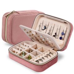 PRICES MAY VARY. 【Multifunctional Velvet Jewelry Box】 This travel jewelry organizer is a small but large-capacity square box. This lightweight jewelry travel case can hold multiple earrings, rings, necklaces, and bracelets. 【Plush Velvet】 This high-quality velvet jewelry box is wrapped in soft, luxurious velvet for an elegant feel. The zipper closure gives our travel jewelry box a classic and stylish look and it's easy to open and close. 【Portable Travel Jewelry Case】 The size of this portable j Earring Tray, Jewellery Organiser, Hardware Jewelry, Multiple Earrings, Travel Jewelry Organizer, Leather Jewelry Box, Jewelry Travel, Light Weight Jewelry, Travel Jewelry Box