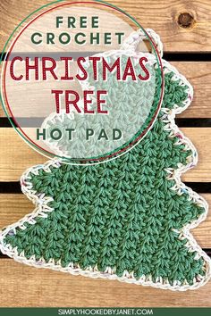 green crochet tree hot pad Crochet Words Pattern, Crochet Christmas Potholder Free Pattern, Crochet Patterns For Home Decor, Dollar Tree Yarn Crochet, Crochet Holiday Patterns Free, Crochet Patterns For Winter, Hot Pads Crochet Free Pattern, Christmas Crochet Potholders, Crochet Christmas Variegated Yarn