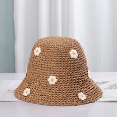 Material Straw size 56-58cm Spring Outdoor Brown Bucket Hat, Casual Brown Straw Cap, Brown Crochet Hat For Spring Outdoor, Casual Brown Crochet Hat With Flat Brim, Cottagecore Hat, Woman Hat, Hat Wedding, Fall Wardrobe Essentials, Summer Hats For Women