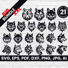 wolf head svg files for silhouettes, eps and png