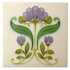 an artisticly designed tile with flowers on it