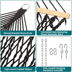 the instructions for how to make a rope door hanger with hooks and chain links