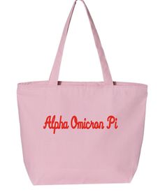 Officially Greek Licensed Product  ABOUT THE PRODUCT: Sorority tote bag made just for you! Choose between a variety of tote and design colors to create the perfect bag for you.  Features of the tote bags include: - Embroidered design - 100% heavy cotton canvas - Zipper closure - Large main compartment - Zippered pouch pocket inside of the bag  If you have a request for a design please message me and we can get started on a custom order!   Message me for group order pricing! Pink Bag With Letter Embroidery For Everyday Use, Everyday Pink Embroidered Bag, Pink Bags With Embroidered Logo For Daily Use, Sorority Tote Bags Painted, Sorority Makeup Bag, Sorority Blanket, Alpha Phi Tote Bag, Axid Canvas Alpha Xi, Little Sister Gifts