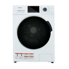 the front view of a white washing machine