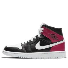 Womens WMNS Air Jordan 1 Mid Noble Red BQ6472-016 Classic Red High-top Sneakers With Contrast Sole, Modern Black High-top Sneakers With Red Sole, Red High-top Sneakers With Contrasting Heel Counter, Red High-top Sneakers With Contrasting Heel, Black Sneakers With Contrasting Heel Counter, Red Overlay, Air Jordan 1 Shoes, Wmns Air Jordan 1, Vapour Max Nike