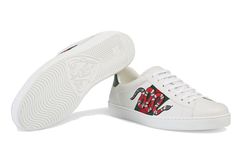 Gucci Ace Embroidered 'Snake' White Leather 456230-A38G0-9064 Embroidered Snake, Snake White, Fashion Performance, Stylish Sneakers, White Leather, Perfect Pair, Your Perfect, Gucci, Sneakers