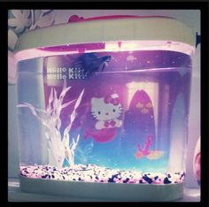 an aquarium with hello kitty fish in it