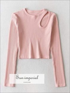 Women Solid Pink Long Sleeve Ribbed Crop top with Cut out detail Cropped T-shirt Cheap Pink Long Sleeve Knit Top, Cheap Pink Cropped Shirt For Women, Cheap Trendy Pink Cropped Shirt, Rib Crop Top, Pink Crop Top For Spring, Cheap Fitted Pink Crop Top, Cheap Pink One Size Tops, Cheap Stretch Pink Cropped T-shirt, Full Sleeve Crop Top