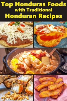 the top foods with traditional handdraan recipes are shown in this collage, which includes